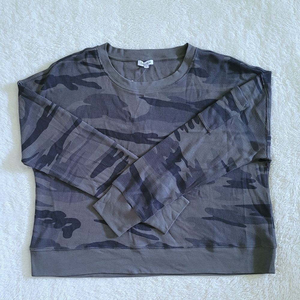 Splendid👍 Cropped Waffle🧇 Knit Camouflage🪖 Sweater - NWT - Picture 12 of 15